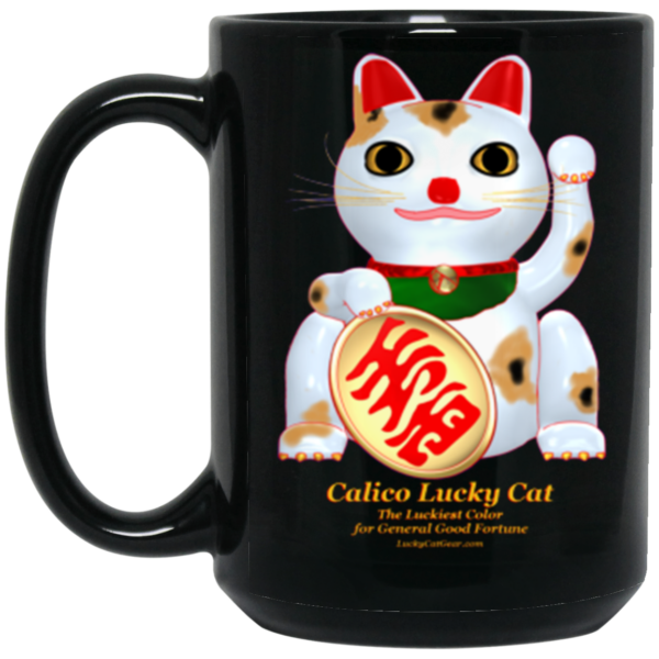 Calico Lucky Cat Black Mug