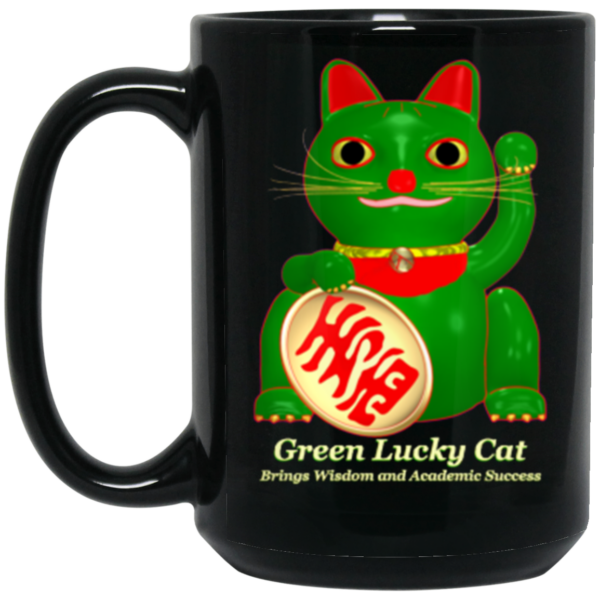 Blue & Green Lucky Cat Mug - Image 3